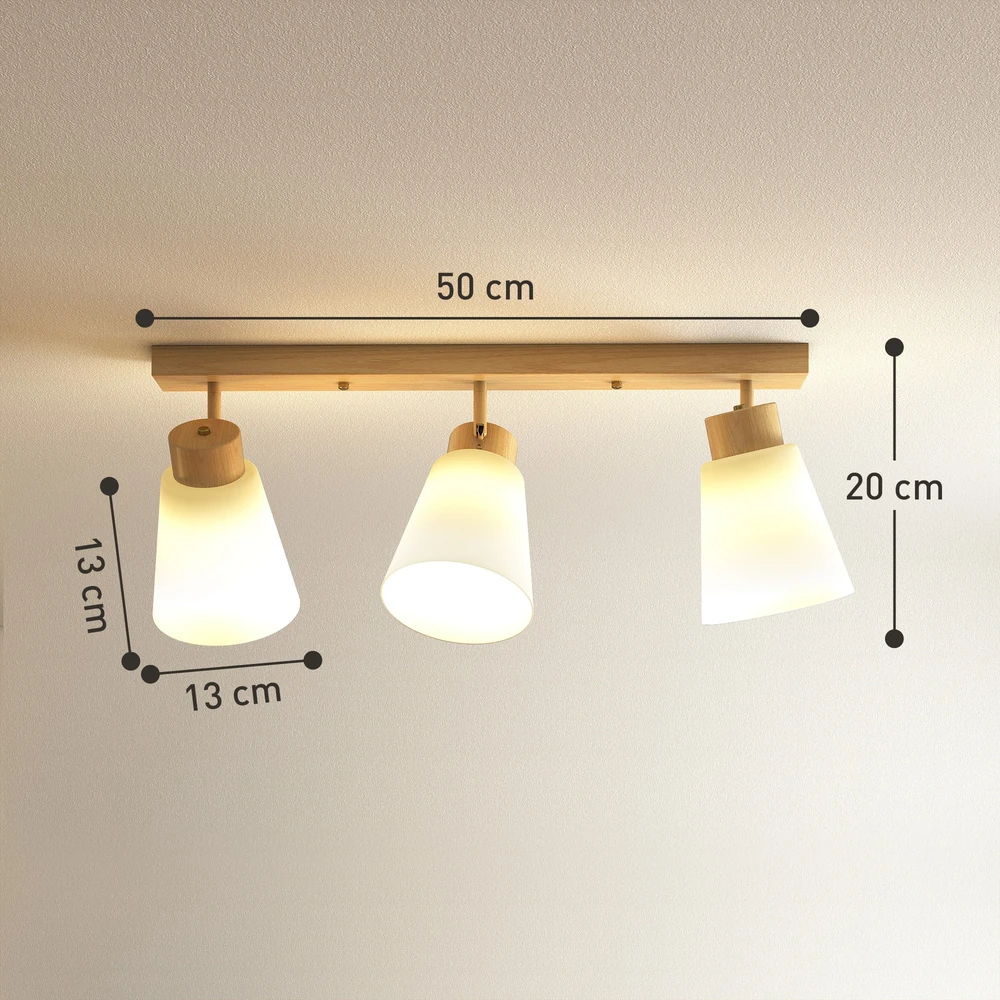 Aosom LED lubinis šviestuvas, 40 W, natūralaus medžio ir kreminės spalvos, 55 x 13 x 20 cm