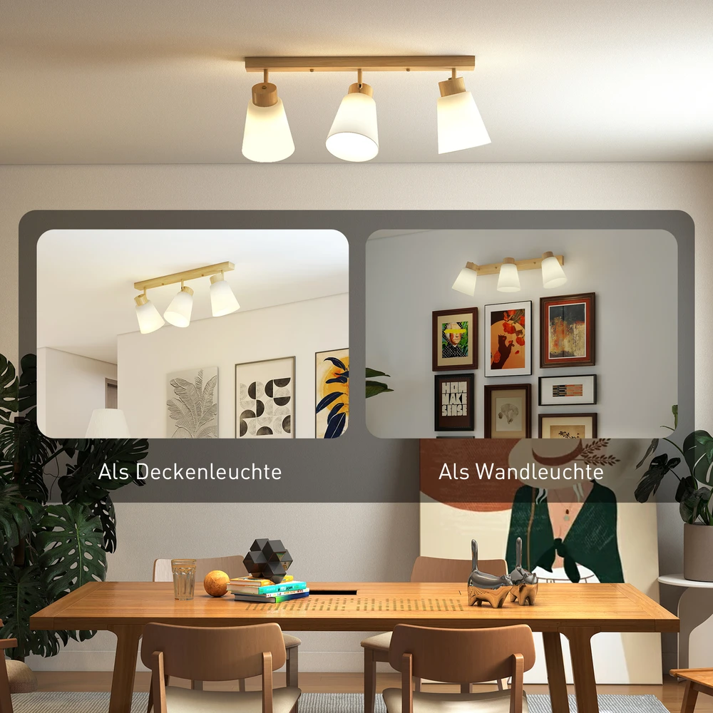 Aosom LED lubinis šviestuvas, 40 W, natūralaus medžio ir kreminės spalvos, 55 x 13 x 20 cm