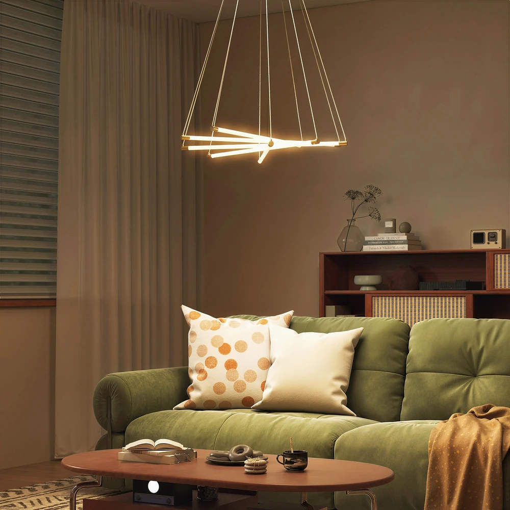 Aosom LED lubinis šviestuvas, 50 W, reguliuojamas, 5 reguliuojami šviesos vamzdeliai, auksinė+balta, Ø82 x 124 cm