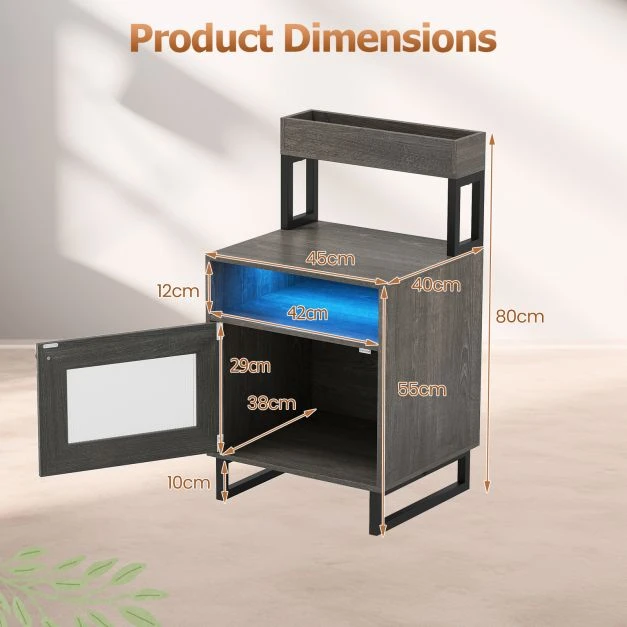 Promotion LED naktinis staliukas pilkas spalvos 45x40x80 cm