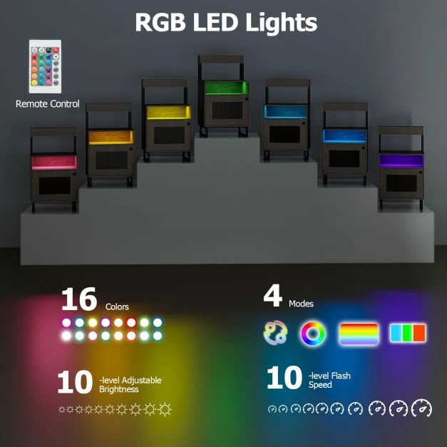 Promotion LED naktinis staliukas pilkas spalvos 45x40x80 cm