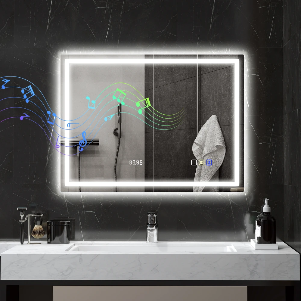 Koduva LED vonios veidrodis, sidabrinis, 80 x 60 x 3,5 cm