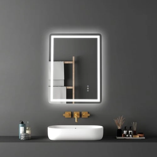 VEVOR LED vonios veidrodis MRH, sieninis, su priekiniu ir galiniu apšvietimu, 60 x 80 cm