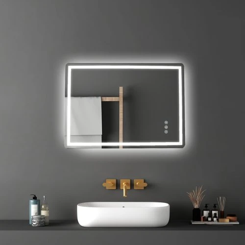 VEVOR LED vonios veidrodis MRH, sieninis, 70 x 100 cm