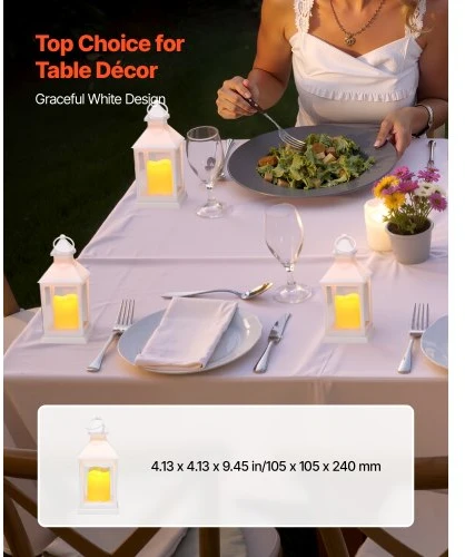 VEVOR LED žibintų rinkinys, 12 vnt., baltas, plastikas ir grūdintas stiklas, 105 x 105 x 240 mm