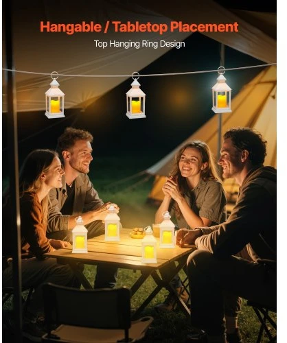 VEVOR LED žibintų rinkinys, 12 vnt., baltas, plastikas ir grūdintas stiklas, 105 x 105 x 240 mm