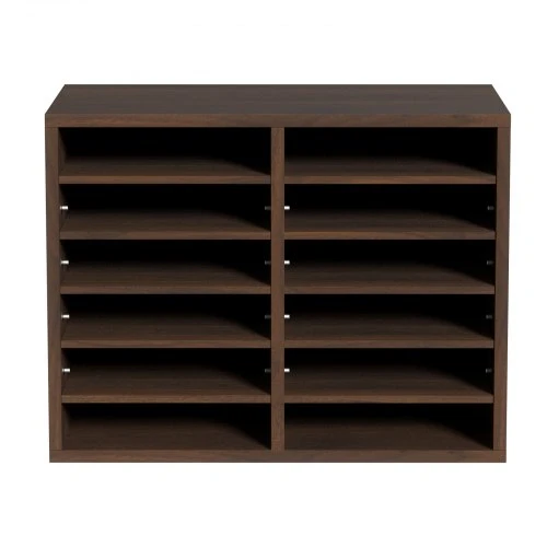 VEVOR Literatūros dėklas, 12 skyrių, rudas, medžio plokštė ir MDF, 52 x 31 x 41 cm