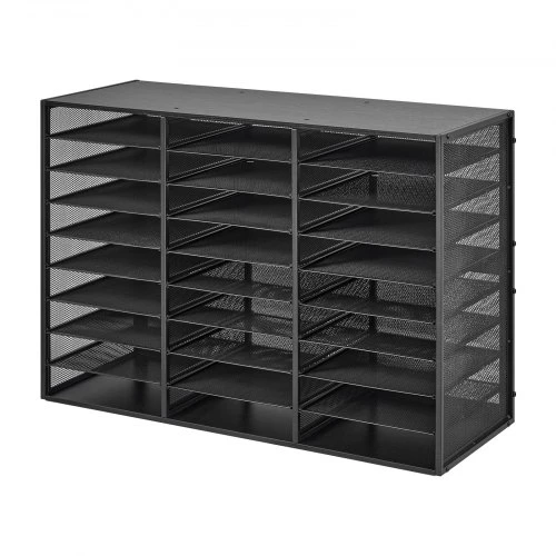 VEVOR Literatūros rūšiuoklė ZH644, 27 skyriai, metalas ir medis, juoda, 80 x 31 x 55 cm