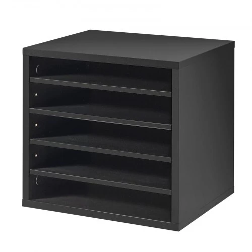 VEVOR Literatūros tvarkyklė, 5 skyrių, MDF ir mediena, juoda, 36 x 31 x 33 cm