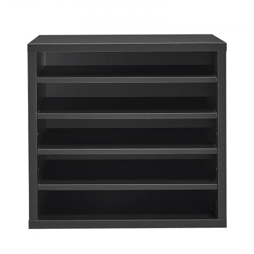 VEVOR Literatūros tvarkyklė, 5 skyrių, MDF ir mediena, juoda, 36 x 31 x 33 cm