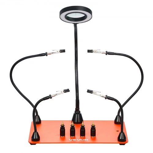 VEVOR Lituoklio laikiklio stotelė LFS0204 su 4 lanksčiomis rankenomis, 3X LED didinimo lempa