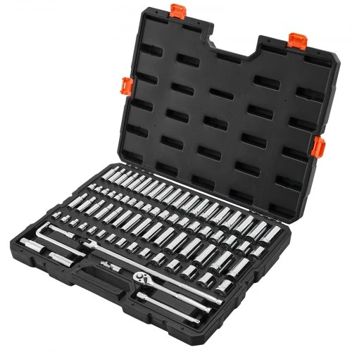 VEVOR Lizdinių raktų ir terkšlės rinkinys XL3268, 76 vnt., 9,5 mm, CR-V plienas