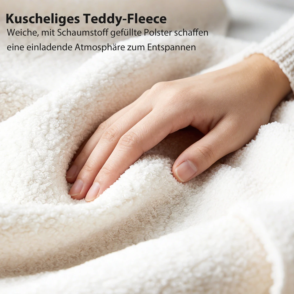 Aosom Lova 140 x 200 cm, minkštas lovos rėmas su reguliuojamu Teddy fleece galvūgaliu, balta