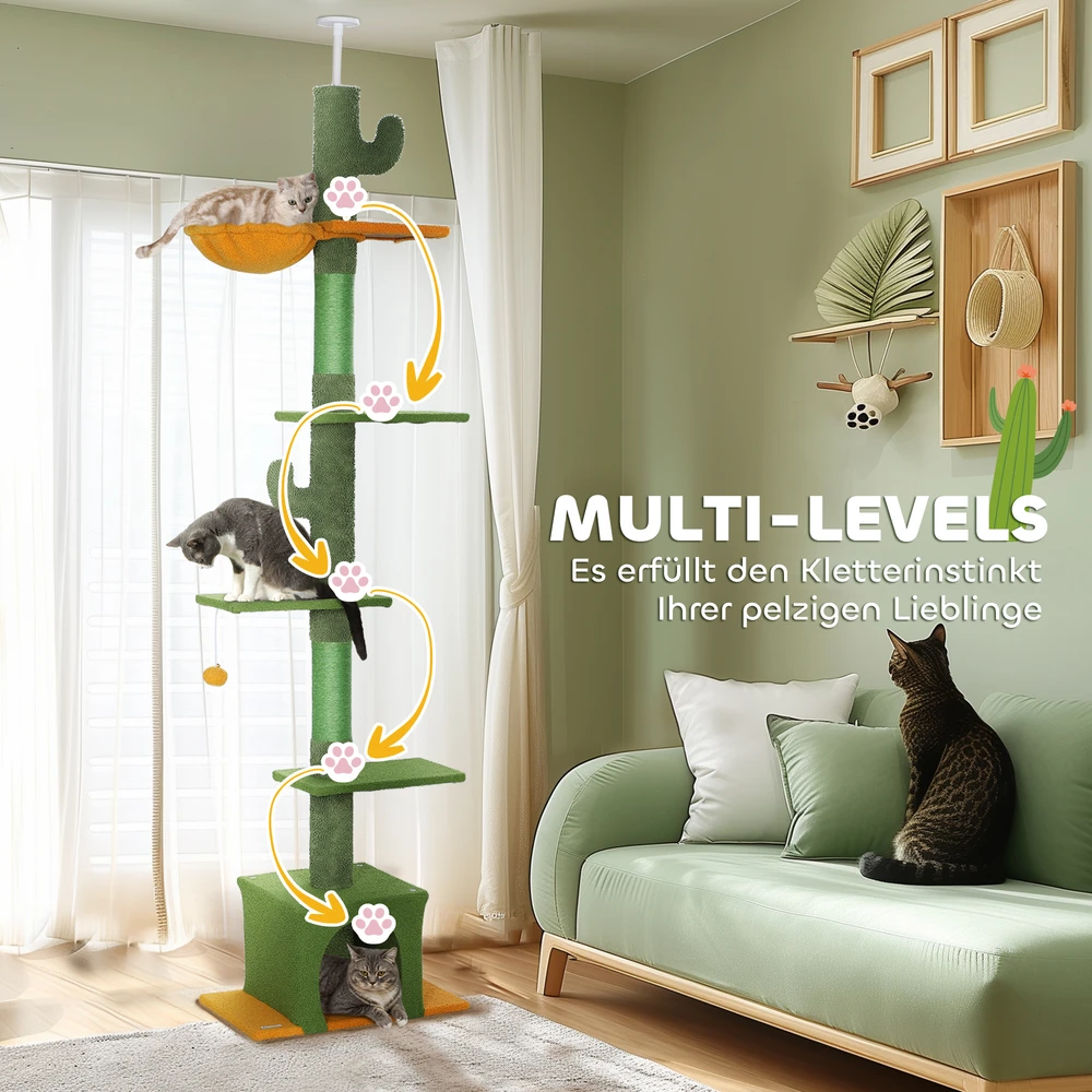 Aosom Lubinis draskyklės bokštas, reguliuojamas 230–275 cm, žalias