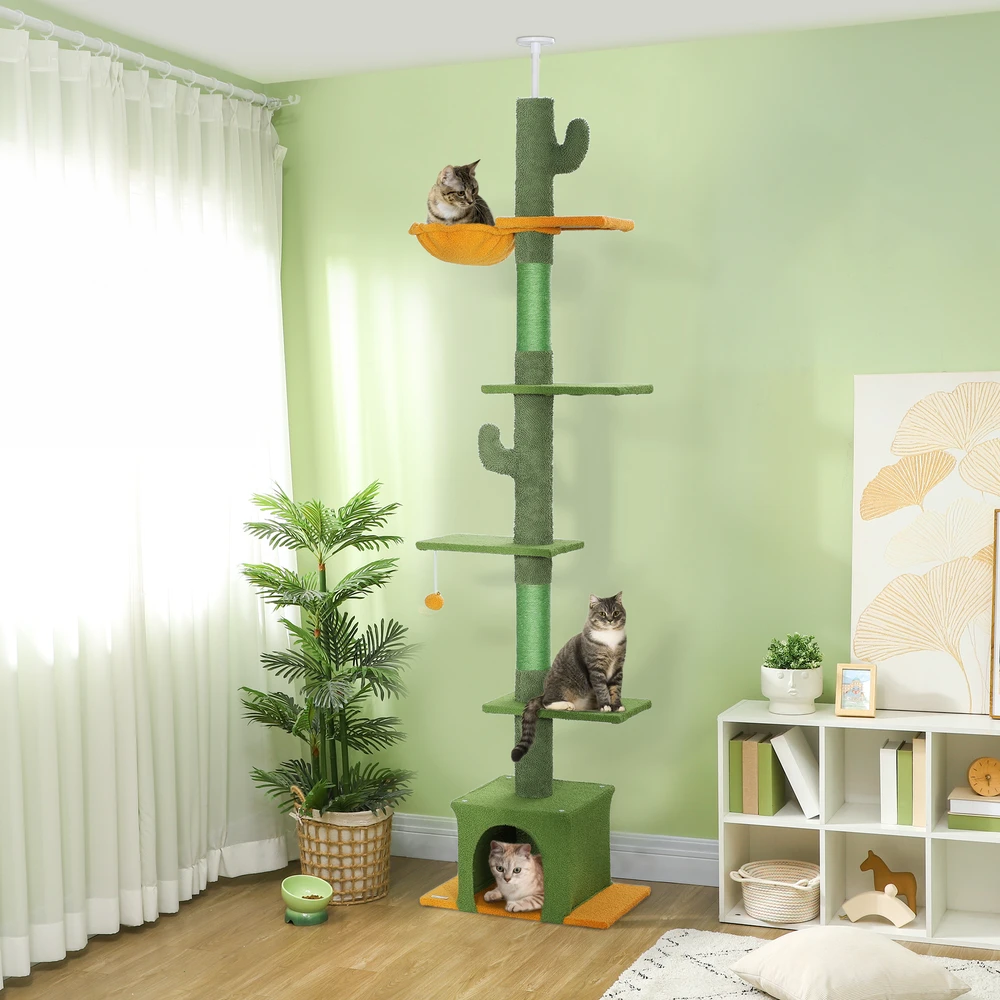 Aosom Lubinis draskyklės bokštas, reguliuojamas 230–275 cm, žalias