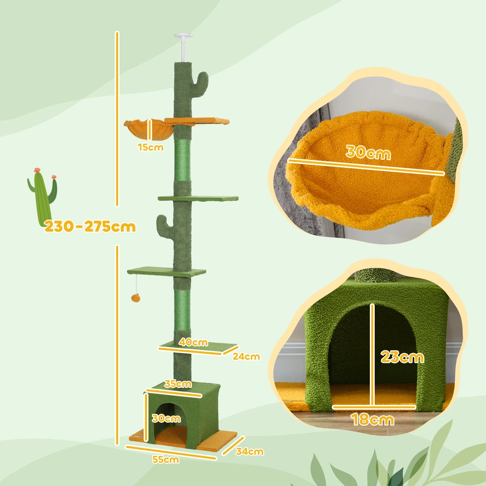 Aosom Lubinis draskyklės bokštas, reguliuojamas 230–275 cm, žalias