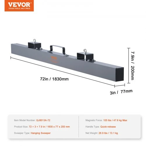 Koduva Magnetinė šluota VEVOR QJ8013A-72 krautuvui, 183 x 7,7 x 20 cm, iki 47,6kg