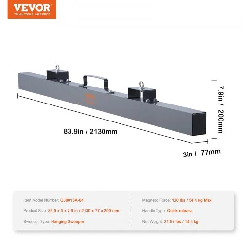 VEVOR Magnetinė šluota QJ8013A-84 krautuvui, 213 x 8 x 20 cm, iki 54,4kg