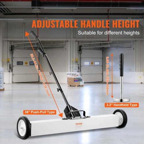 VEVOR Magnetinė šluota su ratukais ir teleskopiniu magnetiniu surinkimo įrankiu, 91 cm, iki 24,9kg