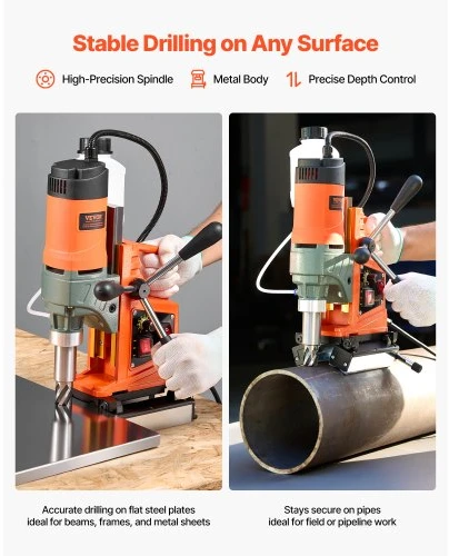 Koduva Magnetinės gręžimo staklės VEVOR MD-50E, 1400 W, 50 mm, 0–850 aps./min., su 6 karūniniais grąžtais