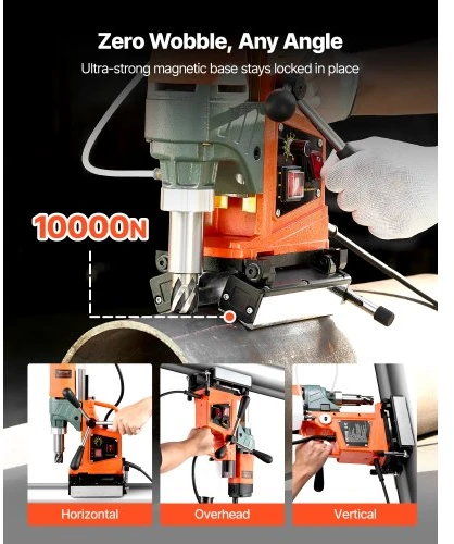 Koduva Magnetinės gręžimo staklės VEVOR MD-50E, 1400 W, 50 mm, 0–850 aps./min., su 6 karūniniais grąžtais