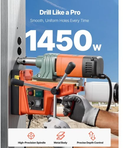 Koduva Magnetinis gręžtuvas VEVOR, 1450 W, 50 mm, 13000 N, 6 grąžtai, 8880E