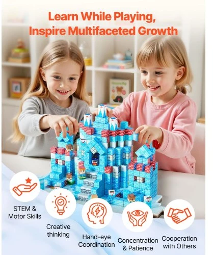Koduva Magnetinių kaladėlių rinkinys VEVOR Glacier Castle Set, 150 vnt., nuo 3 metų
