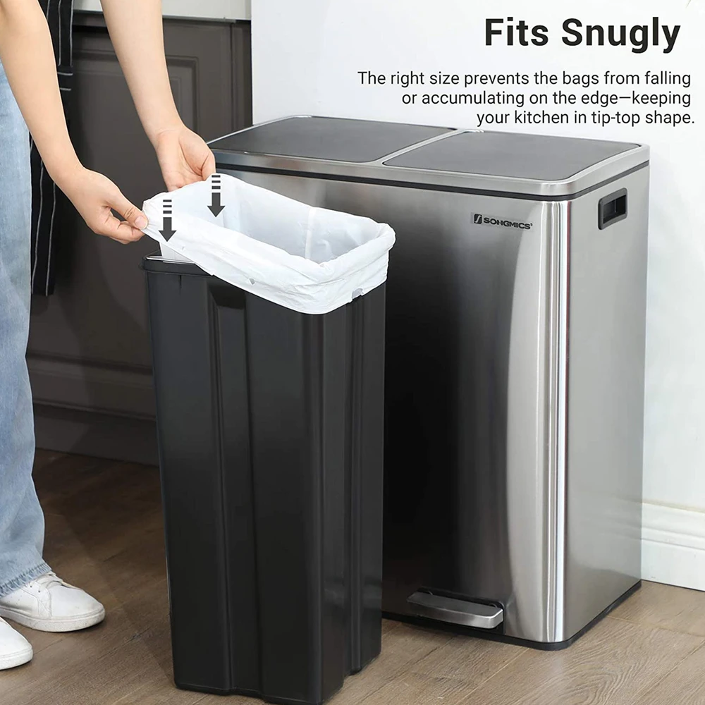 Songmics Maišeliai šiukšlėms su užtraukiama juosta, 30 l, 45 vnt., balti, HDPE, 52 x 74 cm