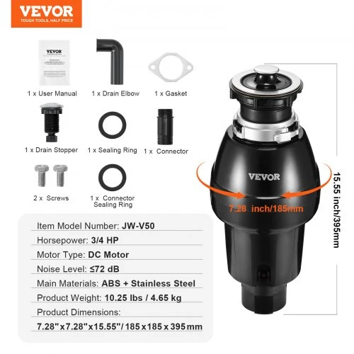 VEVOR Maisto atliekų smulkintuvas JW-V50, 0,56 kW, 3930 RPM