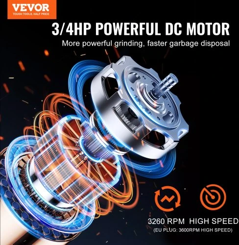 VEVOR Maisto atliekų smulkintuvas JWM-V50, 0,56 kW, 3600 RPM, 3 varžtų tvirtinimas