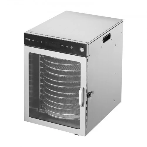 VEVOR Maisto džiovyklė H12-CX001, 12 nerūdijančiojo plieno padėklų, 800 W, 45,5 l
