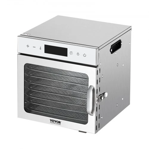 VEVOR Maisto džiovyklė H8-C001, 8 nerūdijančiojo plieno padėklai, 400 W, 13,2 l