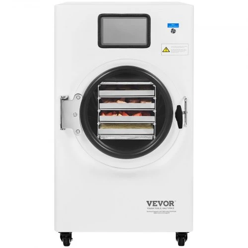 VEVOR Maisto liofilizavimo aparatas HFD-4 su vakuuminiu siurbliu, 4 padėklai, 4-6kg partijai, baltas