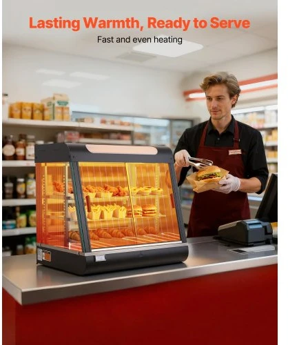 VEVOR Maisto šildymo vitrina NB-601, 3 lygių, 1200 W, 100 l, 66 x 48 x 64 cm