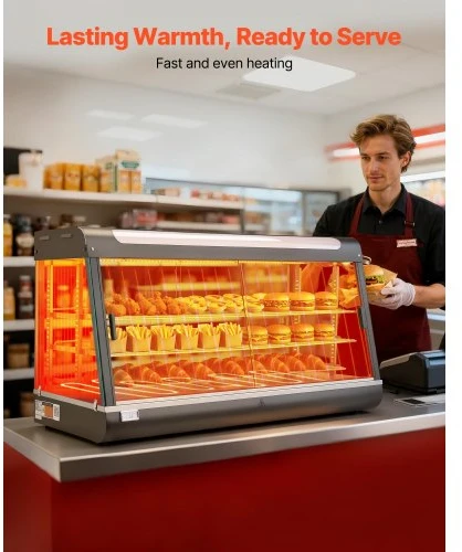 VEVOR Maisto šildymo vitrina NB-603, 3 aukštų, 1600 W, 180 l, 120 x 48 x 64 cm