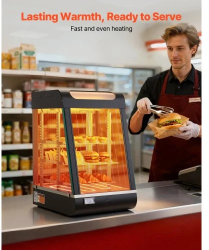 VEVOR Maisto šildymo vitrina NB-604, 3 aukštų, 57 l, 800 W, 39 x 47 x 64 cm