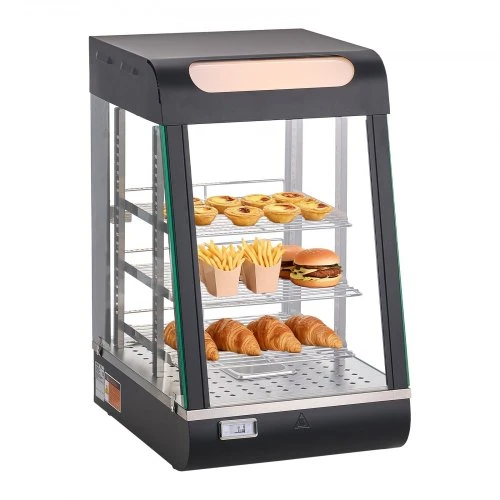 VEVOR Maisto šildymo vitrina NB-604, 3 aukštų, 57 l, 800 W, 39 x 47 x 64 cm