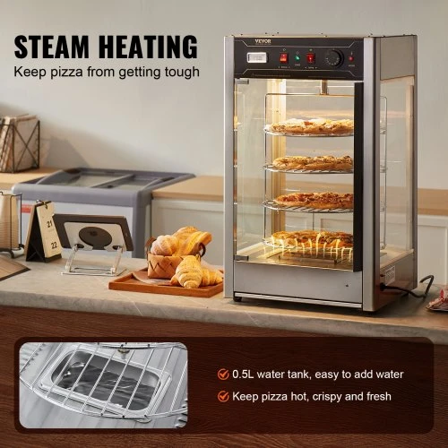 VEVOR Maisto šildymo vitrina SC-PS14 picai, 4 aukštų, iki 36,6 cm, 800 W