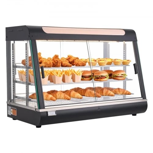 VEVOR Maisto šildymo vitrininė spinta NB-602, 3 aukštų, 1400 W, 130 l, 91 x 47 x 64 cm