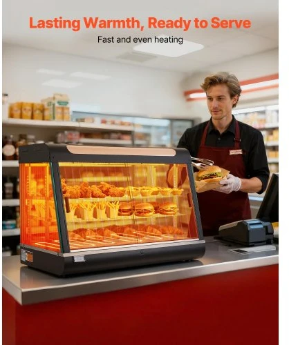 VEVOR Maisto šildymo vitrininė spinta NB-602, 3 aukštų, 1400 W, 130 l, 91 x 47 x 64 cm