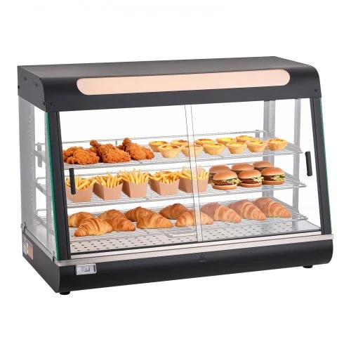 VEVOR Maisto šildymo vitrininė spinta NB-602, 3 aukštų, 1400 W, 130 l, 91 x 47 x 64 cm
