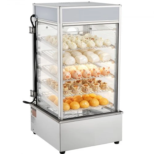 VEVOR Maisto šildymo vitrininė NB-500, 5 aukštų, 120 l, 1200 W, nerūdijantis plienas