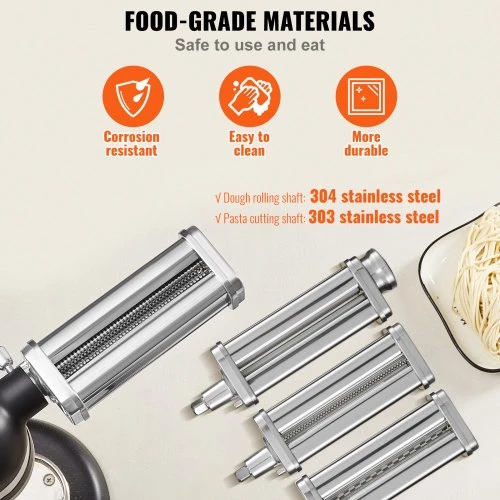 VEVOR Makaronų volo priedas KitchenAid plakikliui, nerūdijantis plienas, 3 vnt.