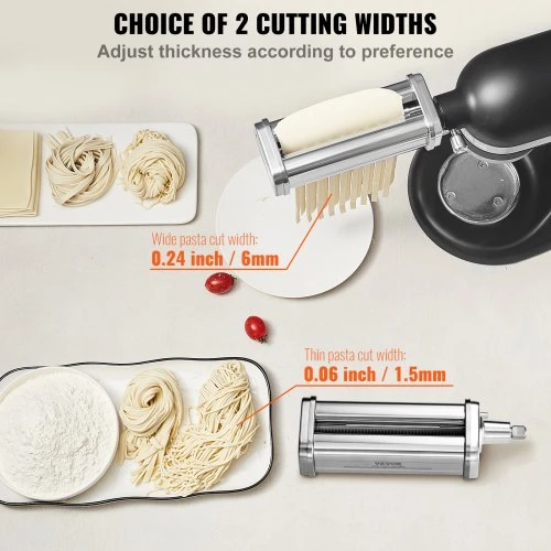 VEVOR Makaronų volo priedas KitchenAid plakikliui, nerūdijantis plienas, 3 vnt.