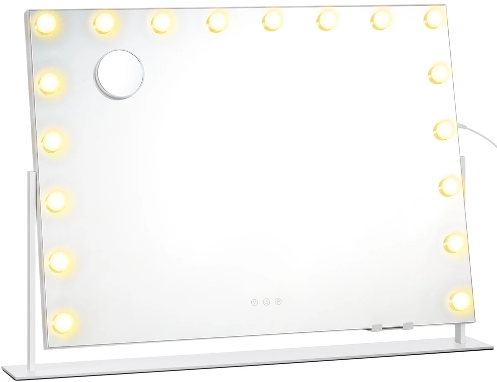 Songmics Makiažo veidrodis su LED apšvietimu, 3 šviesos spalvos, baltas, 12 x 90 x 65 cm