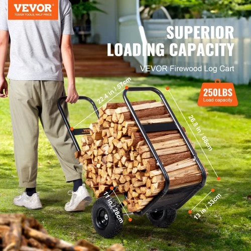 Koduva Malkų vežimėlis VEVOR FC1359-SYT, plienas, juodas, 67 x 52 x 110 cm