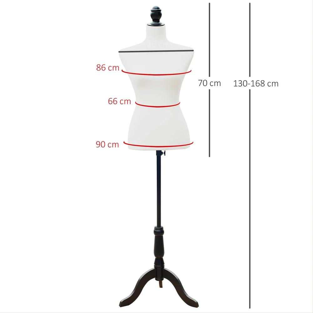Aosom Manekeno torsas, balta, reguliuojamas 130-168 cm