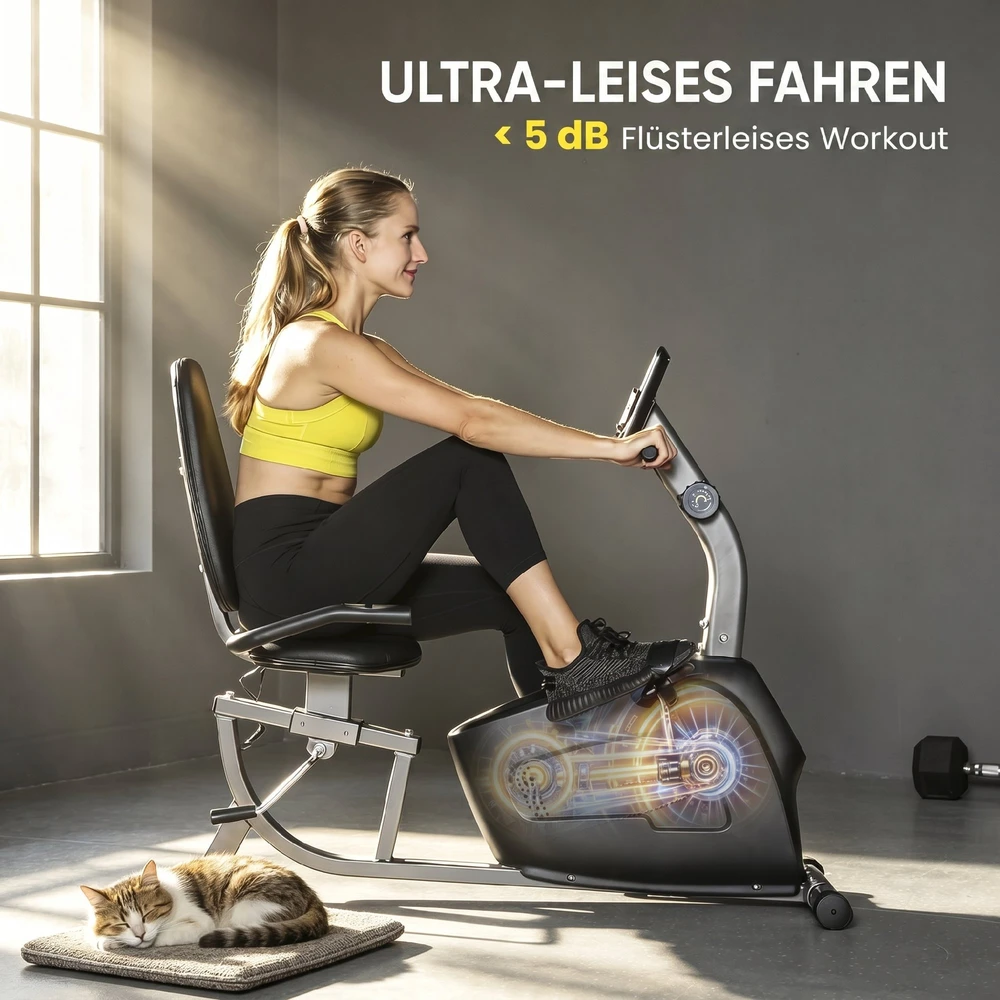 Aosom Mankštos dviratis gulimoji padėtis, magnetinis, 8 pasipriešinimo lygiai, juodas, 132 x 62 x 100 cm