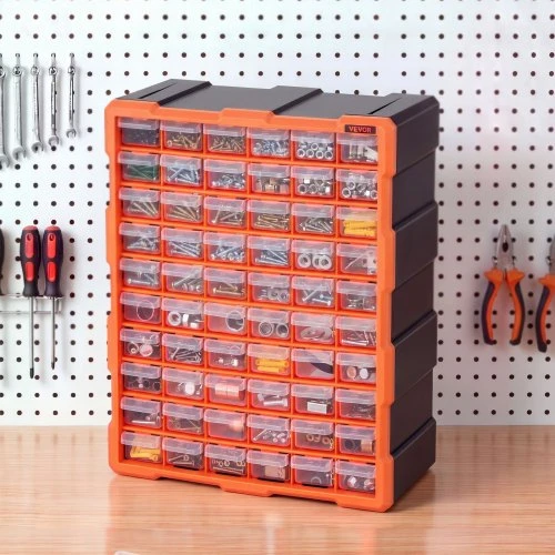 VEVOR Mažų detalių organizatorius MJ10505, 60 stalčių, PP plastikas, juoda / oranžinė, 39 x 16 x 50 cm