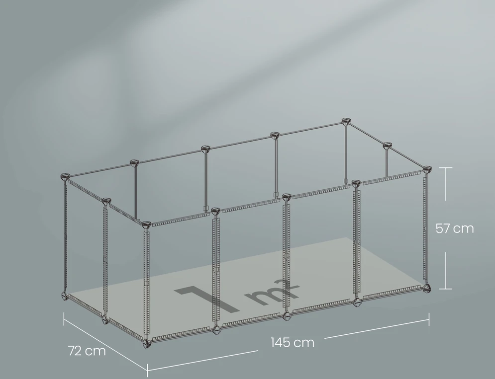 Songmics Mažų gyvūnų aptvaras iš plastiko su grindų plokštėmis, baltas, 145 x 72 x 57 cm